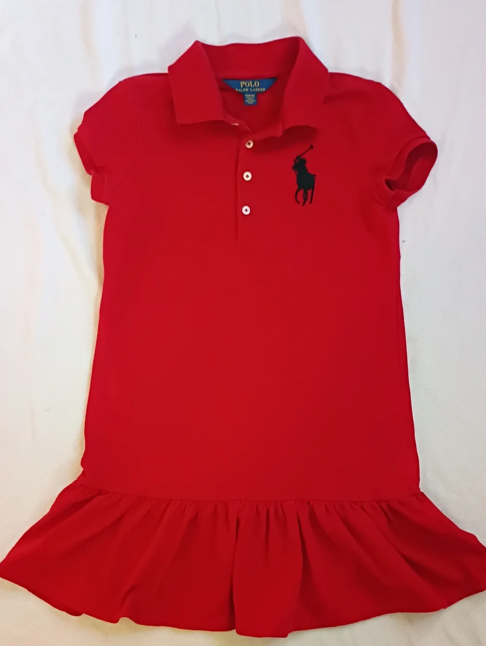 Ralph Lauren Girls Red Polo Dress with Black Pony Logo